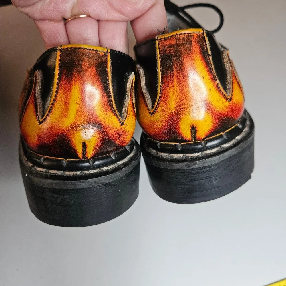 Tredair Made in England Black Leather Flame Oxford Shoes Vintage Size UK 6
